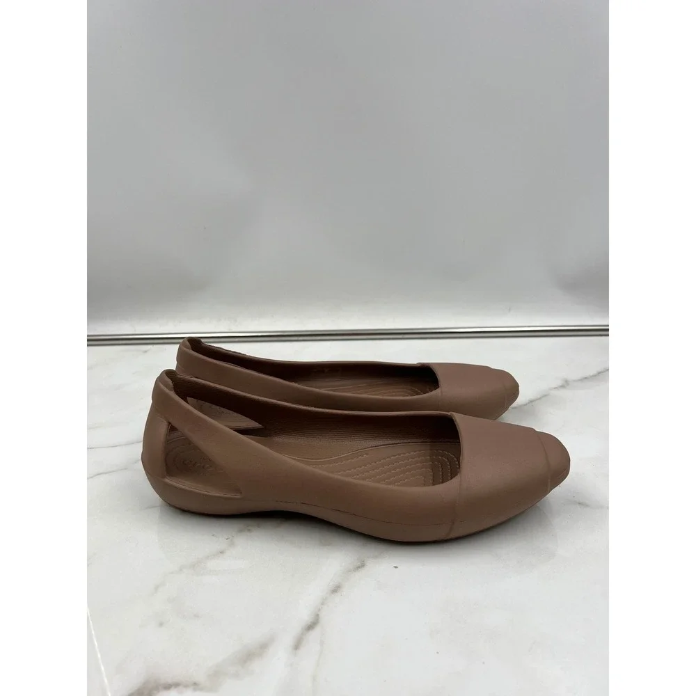 Crocs Sienna Flats Sz 9 Brown Tan Squared Toe Ballet Flats Women 202811 - Picture 4 of 12